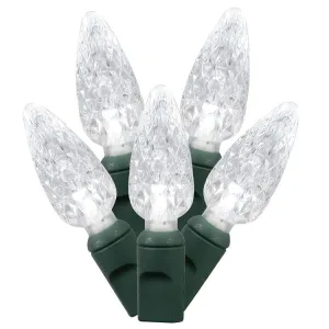 200-Count Pure White C6 LED Christmas Light Strand on 100' Green Wire