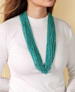 Aqua Blue Beads Crochet Statement Necklace