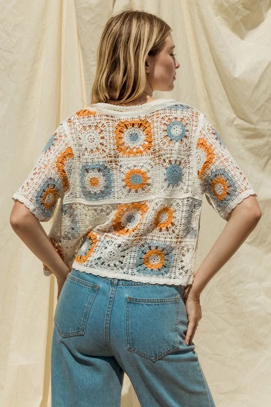 Artisanal Allure Collared Crochet Top