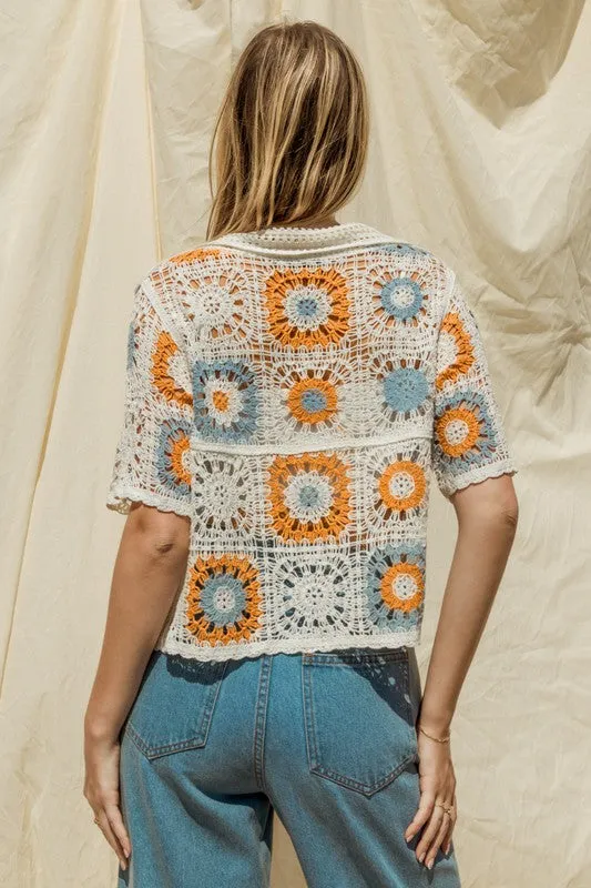 Artisanal Allure Collared Crochet Top