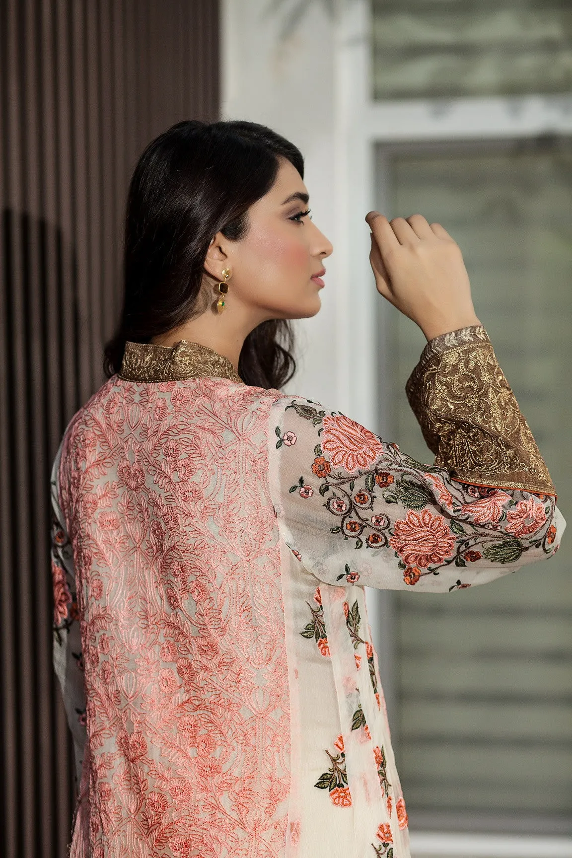 Baroque Luxury Chiffon Embroidered Collection Vol 1 – Ivory and Pink