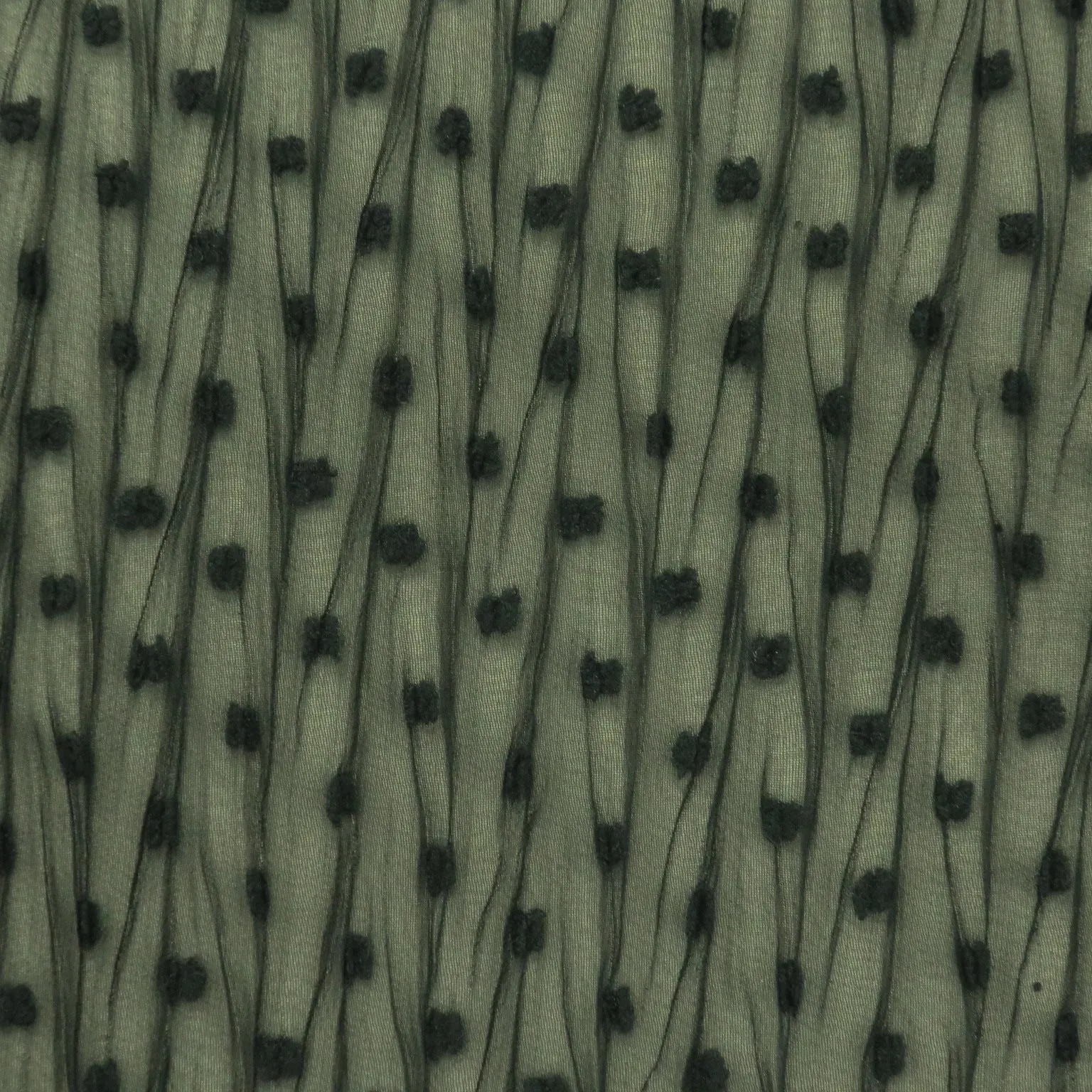 Black with Dots Embroidered Chiffon Pleated Fabric