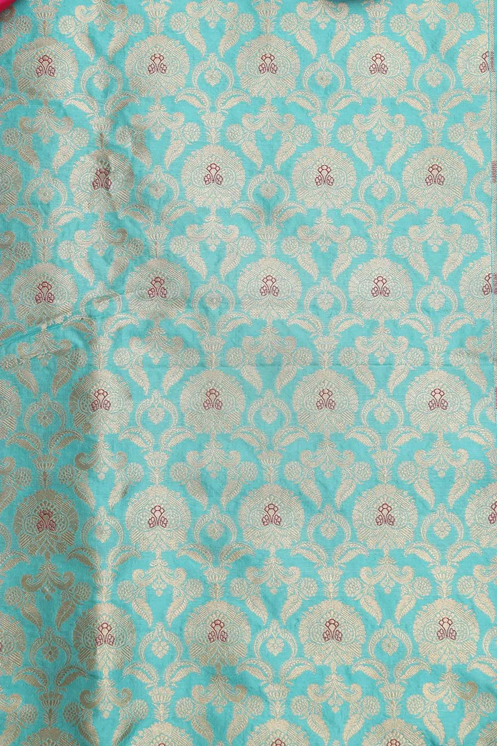 Blue Banarasi Pure Katan Silk Fabric - Luxurious Elegance ( 1 Mtr )