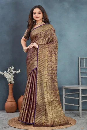 Brocade Elegance: Pure Mysore Silk Sarees in Wine