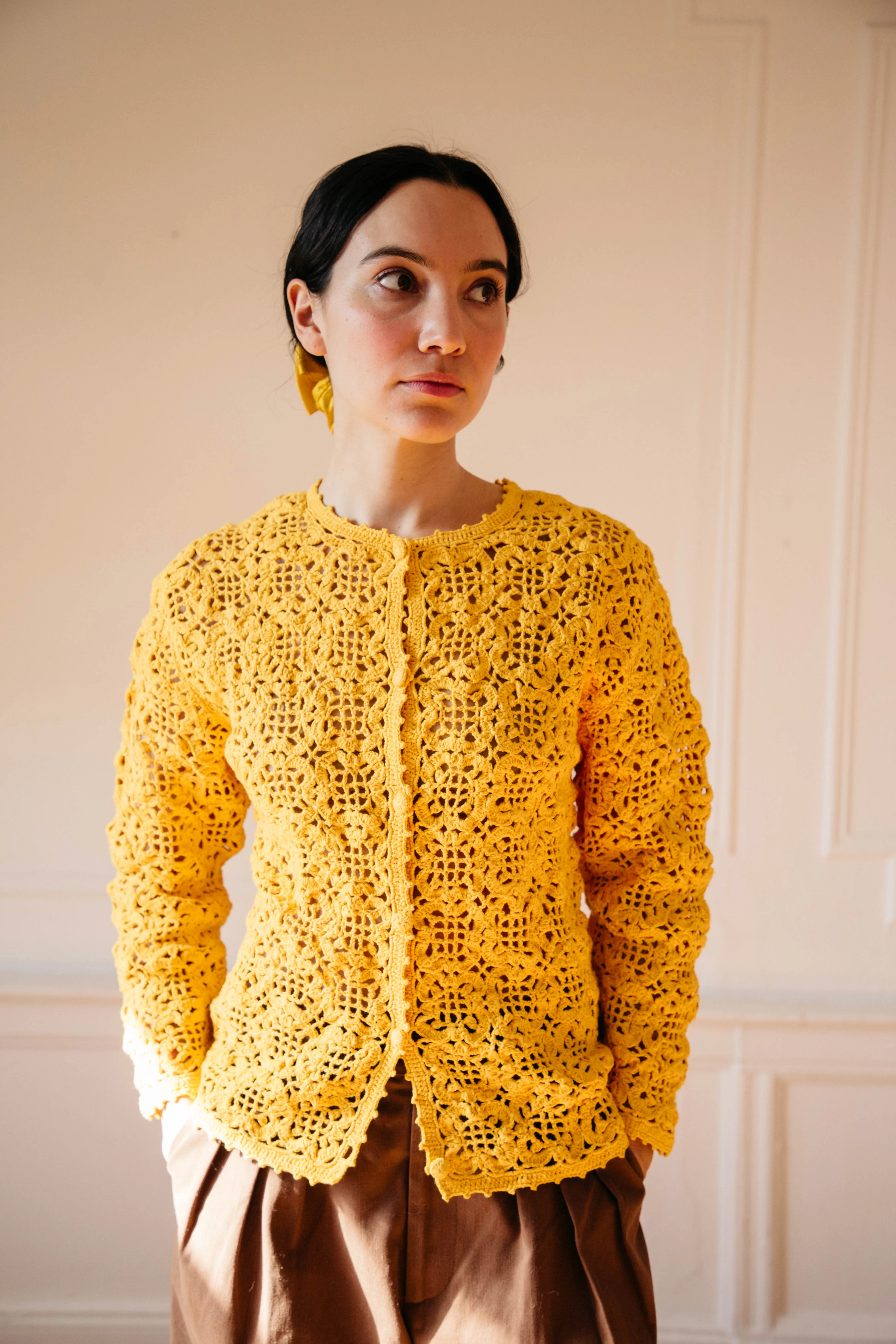 Dita Crochet Cardigan - Marigold