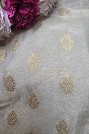 Dyeable Banarasi Handloom Pure Chiffon Tissue Fabric ( 2.5 Mtr )