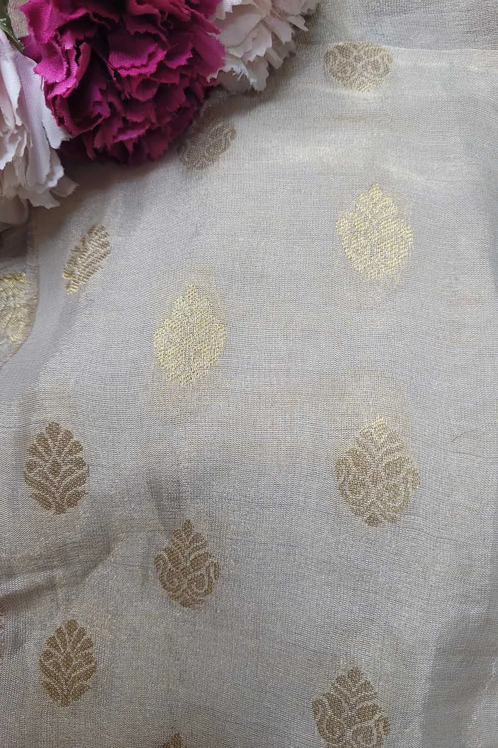 Dyeable Banarasi Handloom Pure Chiffon Tissue Fabric ( 2.5 Mtr )