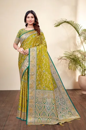 Elegant Mustard Satin Silk Saree