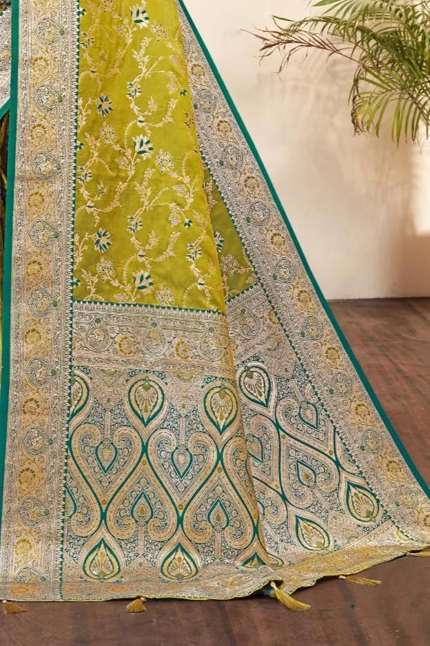 Elegant Mustard Satin Silk Saree