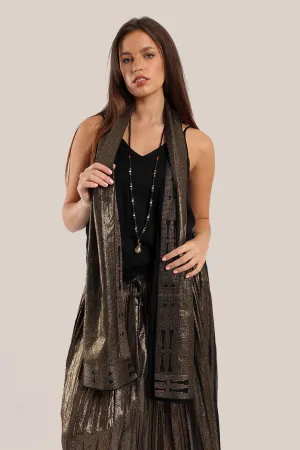 Embroidered metallic voile scarf