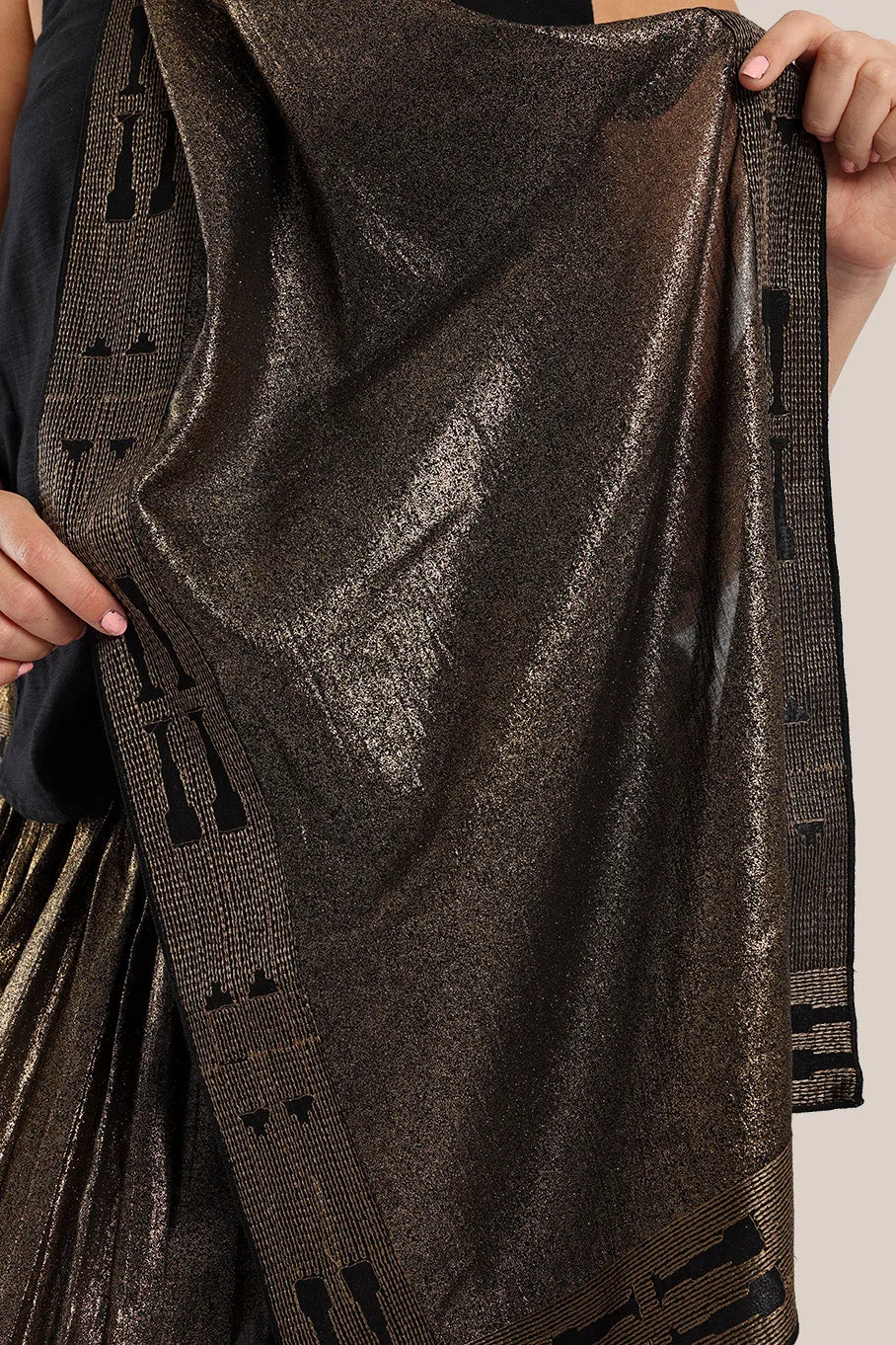 Embroidered metallic voile scarf