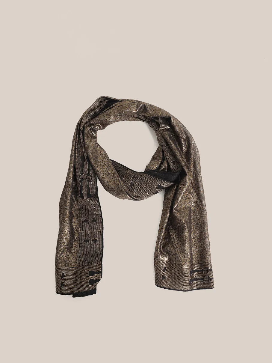 Embroidered metallic voile scarf