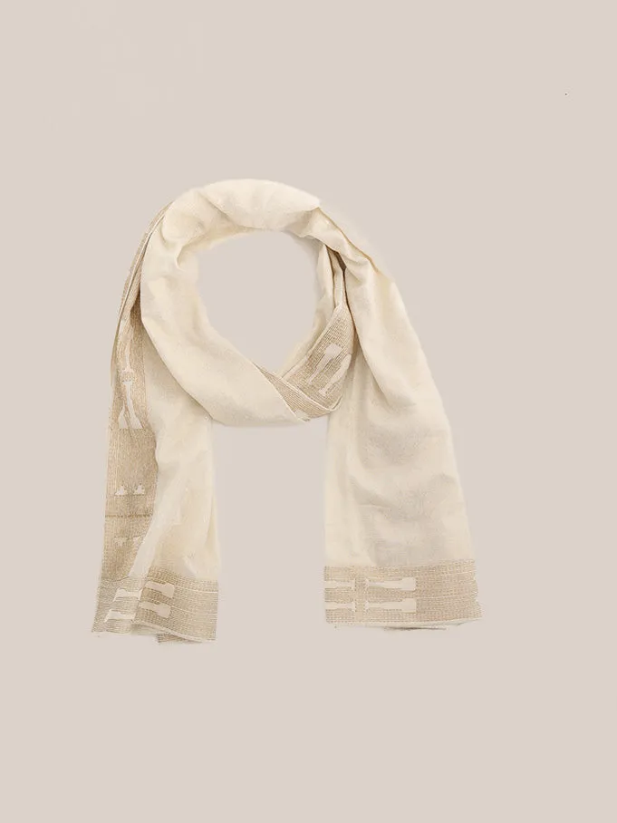 Embroidered metallic voile scarf
