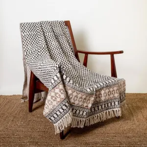 Faded Vintage Handblock Printed Throw