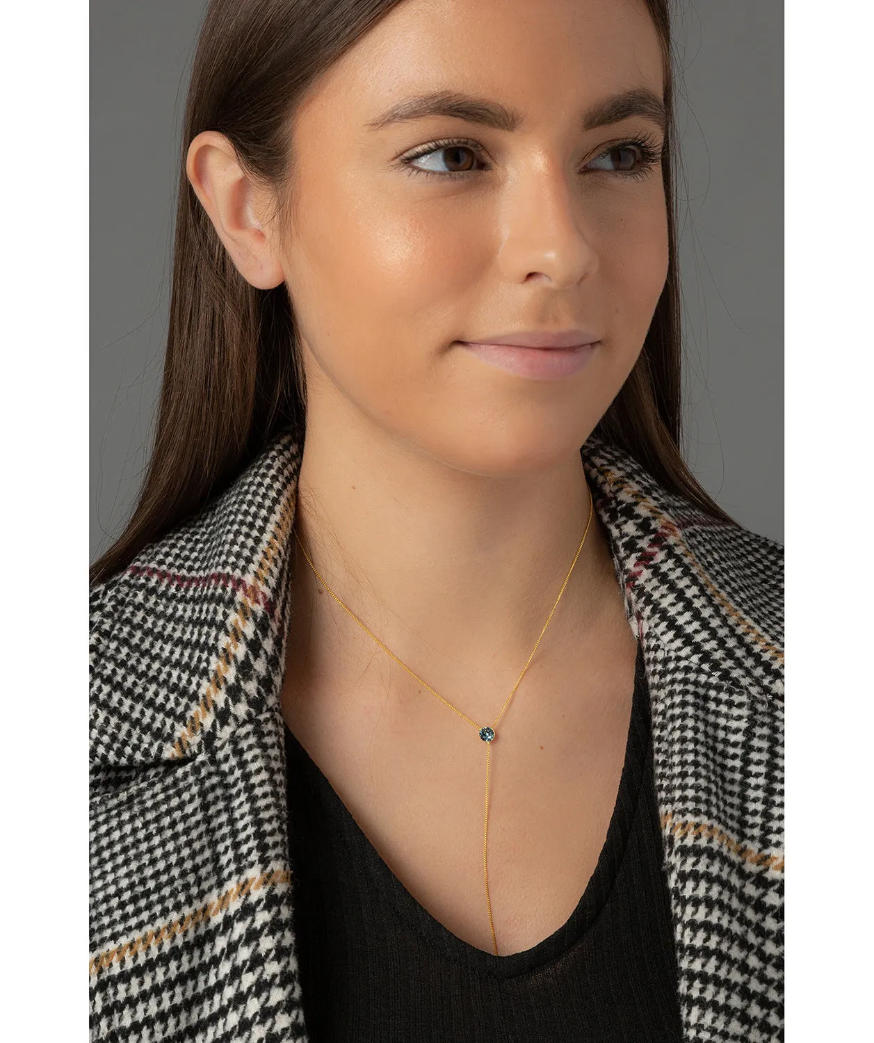 Gift Packaged 'Istar' 18ct Yellow Gold Plated Sterling Silver & Blue Crystal Necklace