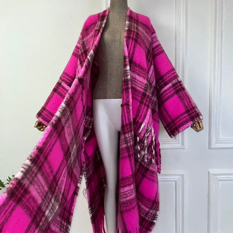 Jolly Plaid Wool Kimono