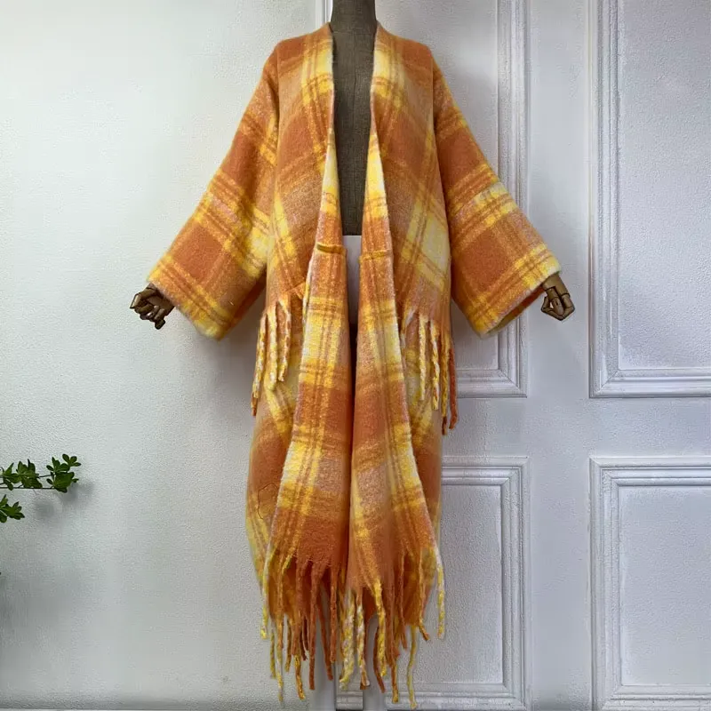 Jolly Plaid Wool Kimono