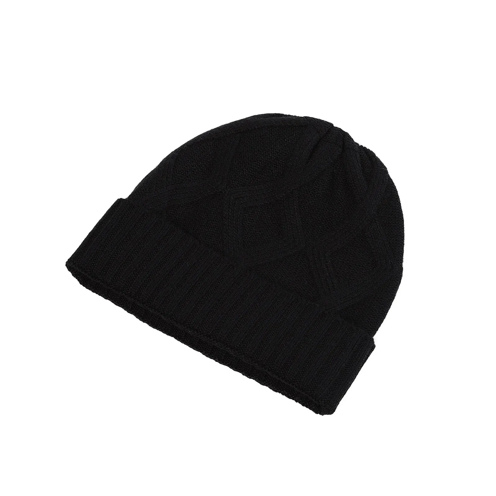 Ladies Racking Detail Turn Up Beanie Black