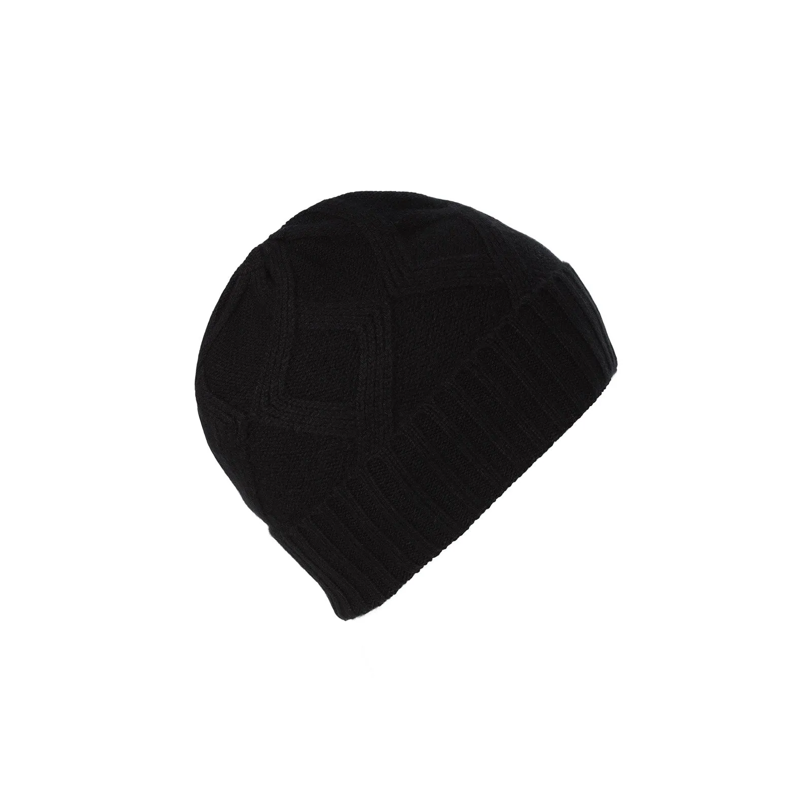 Ladies Racking Detail Turn Up Beanie Black
