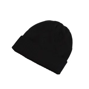 Ladies Racking Detail Turn Up Beanie Black