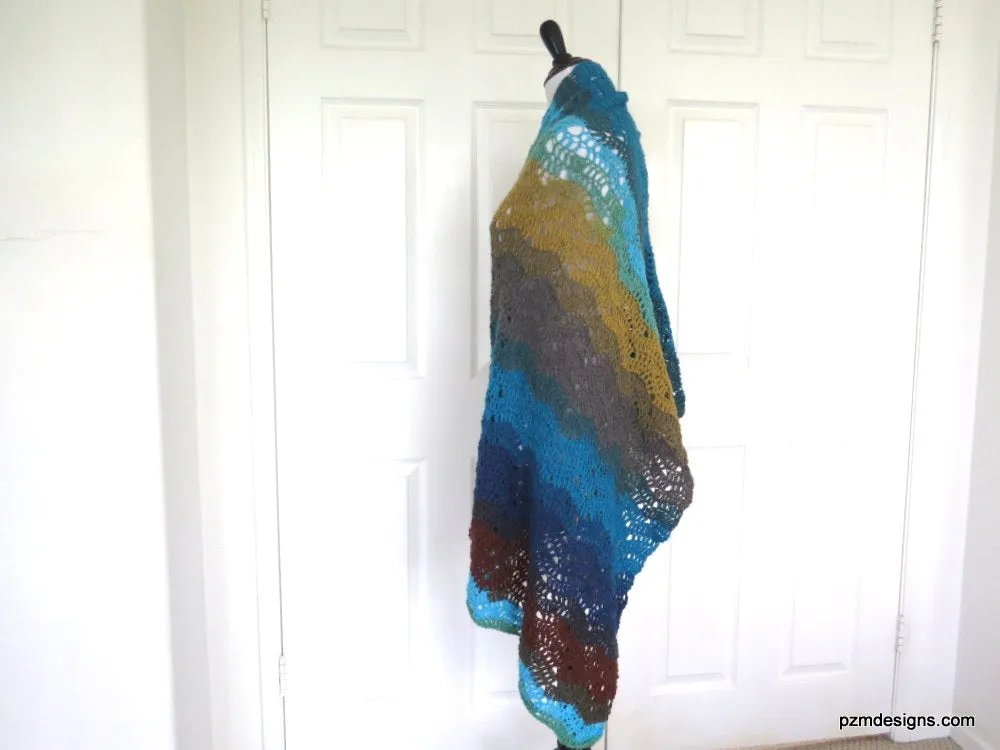 Large Colorful Hand Crochet Shawl,, Gift for her