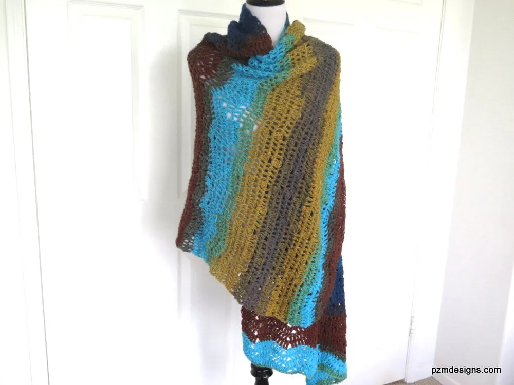 Large Colorful Hand Crochet Shawl,, Gift for her