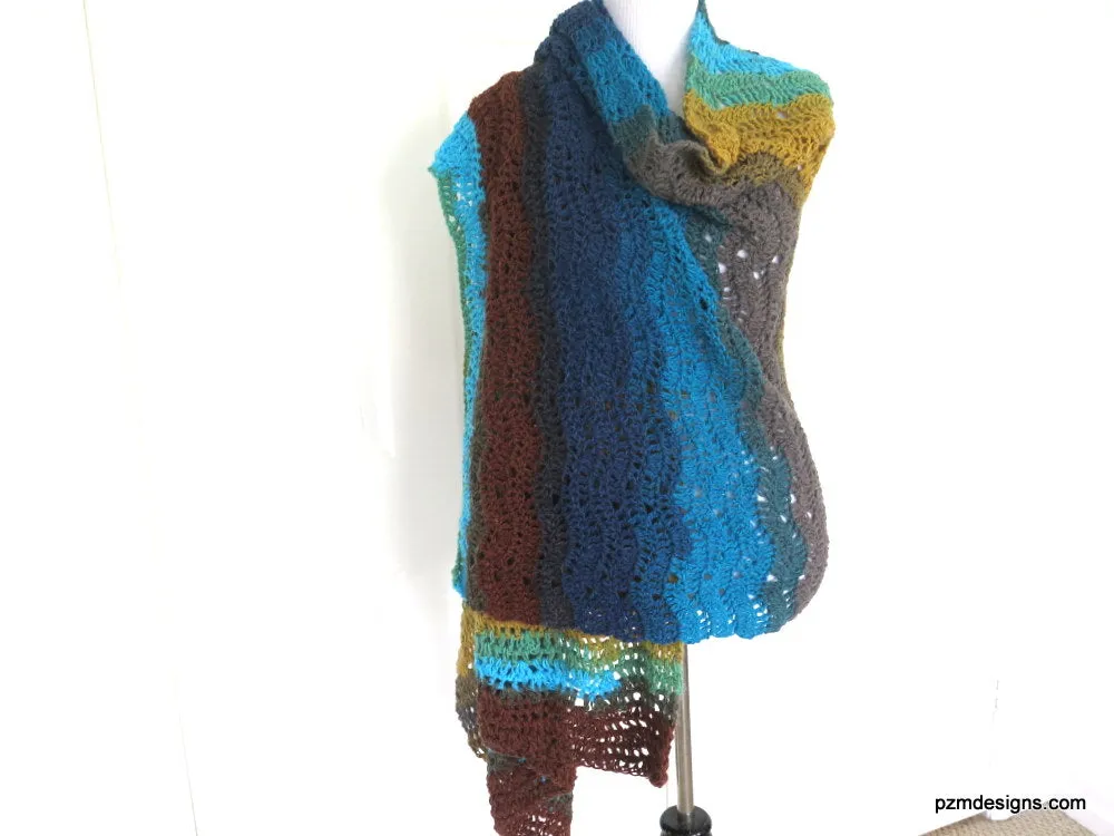 Large Colorful Hand Crochet Shawl,, Gift for her