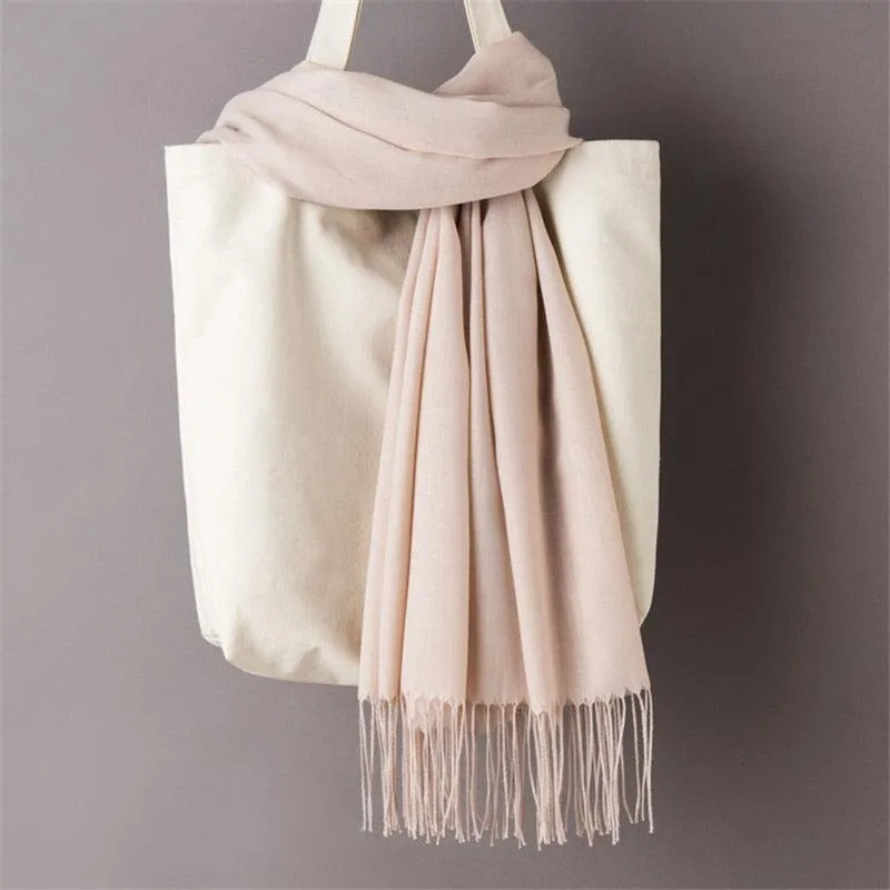 Long Warm Cashmere Hijab Scarf for Muslims