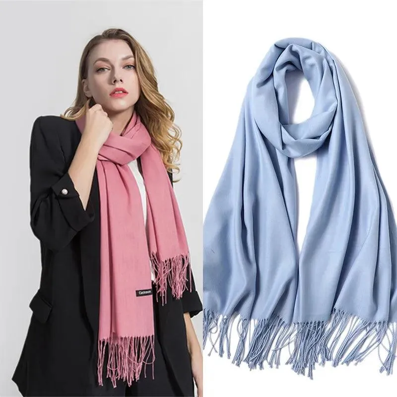 Long Warm Cashmere Hijab Scarf for Muslims