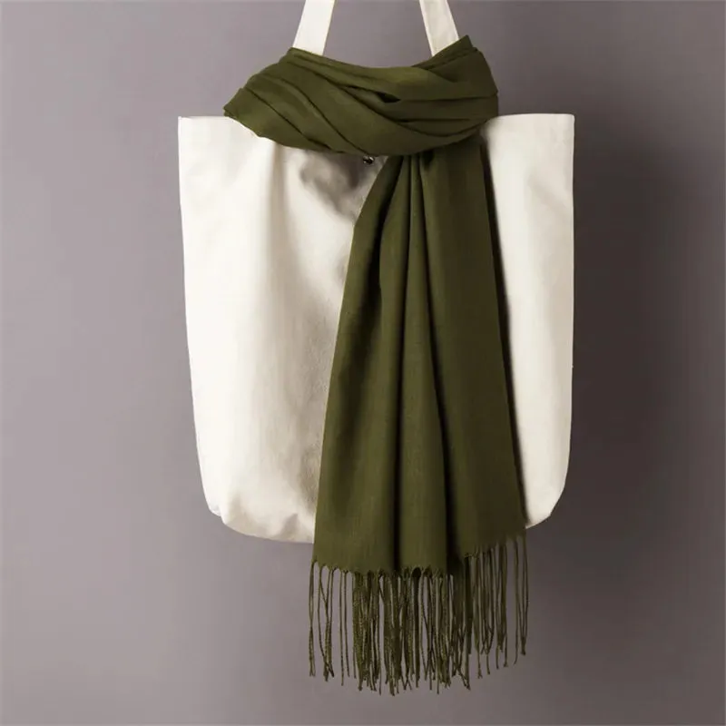 Long Warm Cashmere Hijab Scarf for Muslims