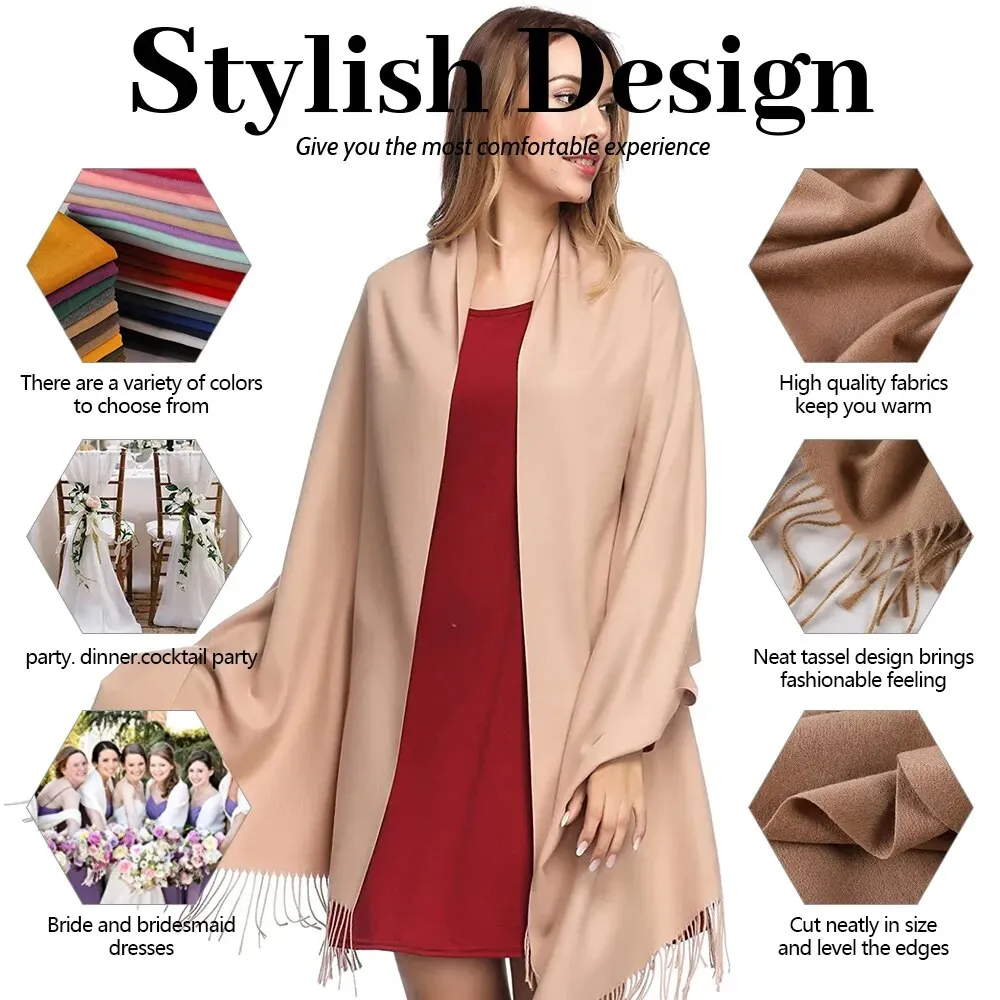Long Warm Cashmere Hijab Scarf for Muslims