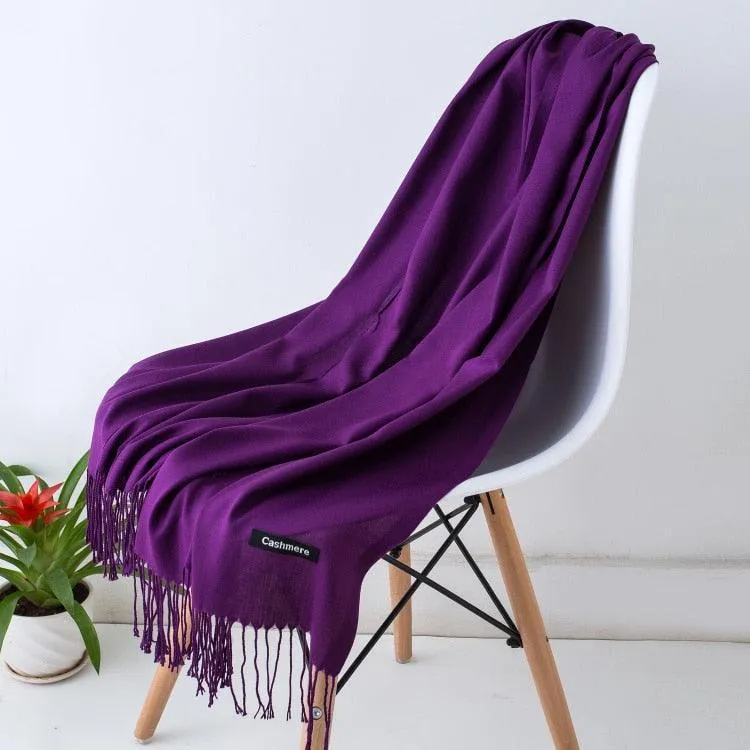 Long Warm Cashmere Hijab Scarf for Muslims