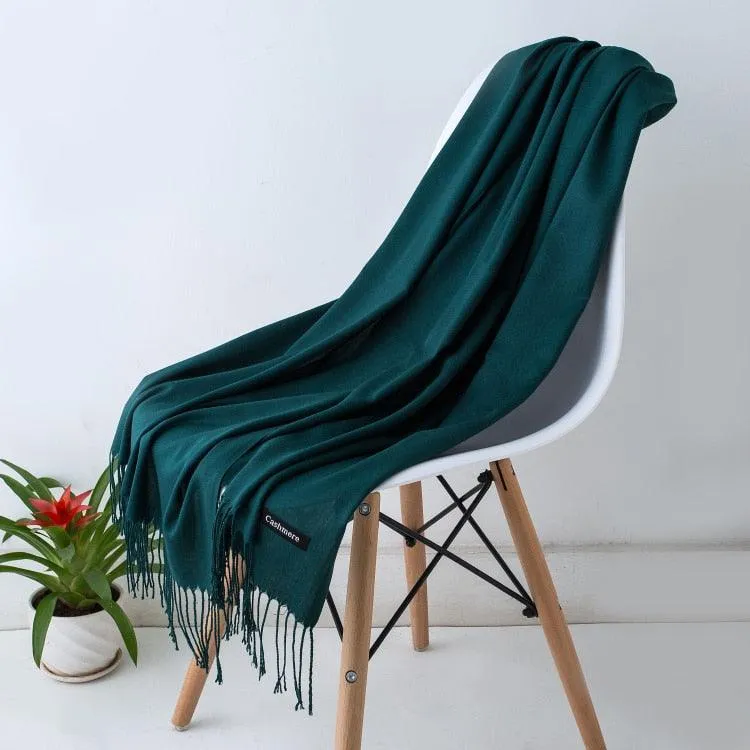 Long Warm Cashmere Hijab Scarf for Muslims