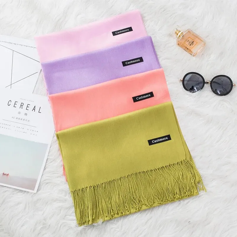 Long Warm Cashmere Hijab Scarf for Muslims