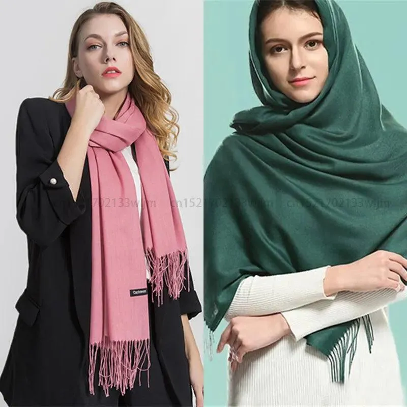 Long Warm Cashmere Hijab Scarf for Muslims
