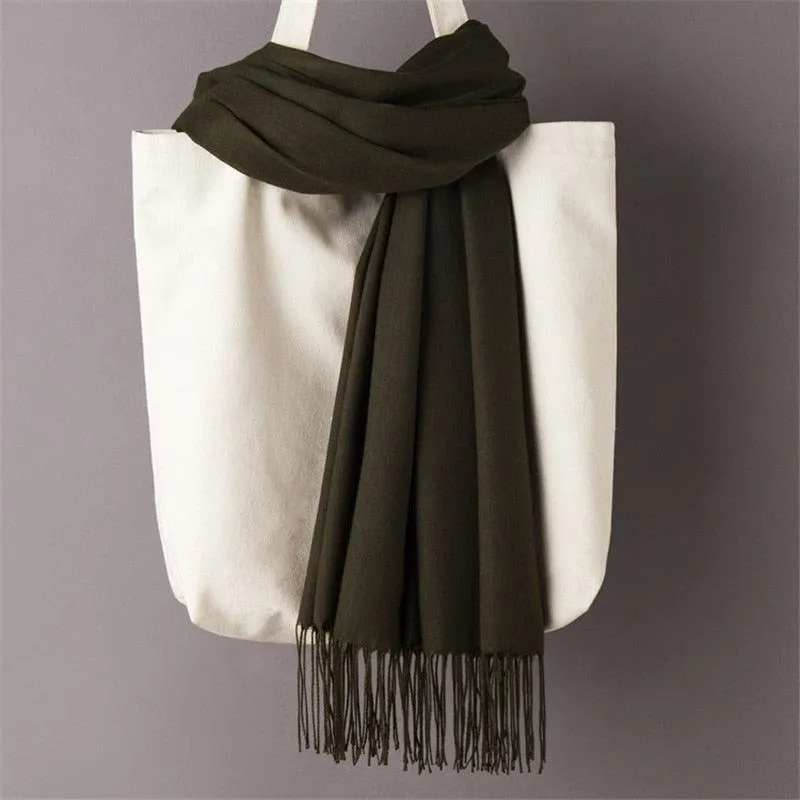 Long Warm Cashmere Hijab Scarf for Muslims