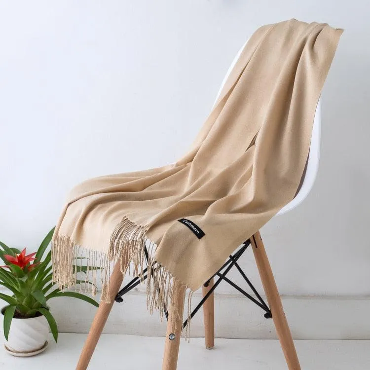 Long Warm Cashmere Hijab Scarf for Muslims