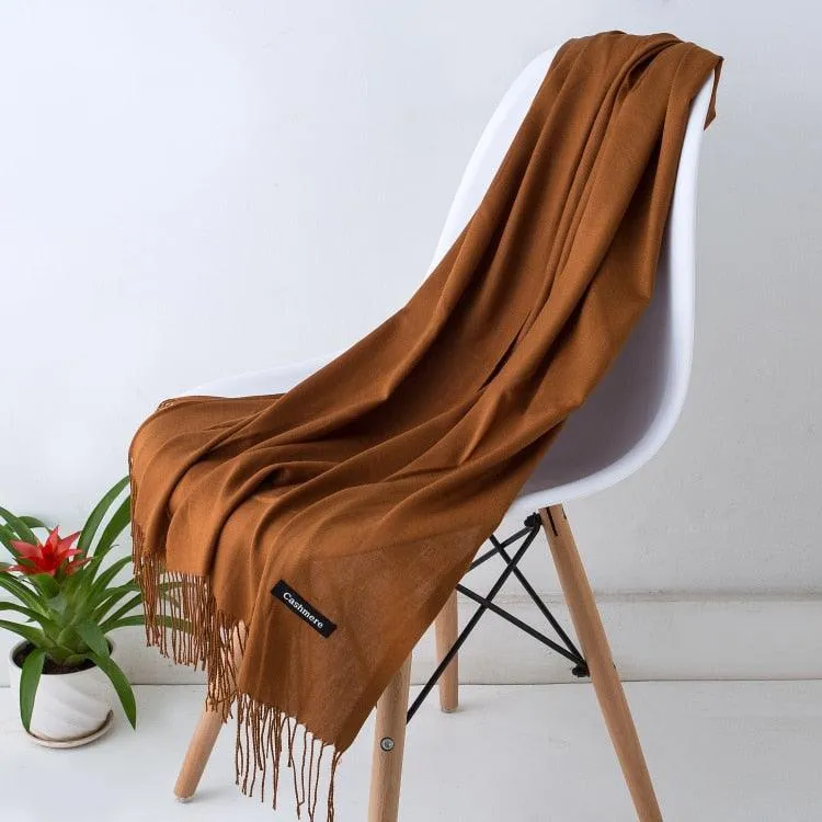 Long Warm Cashmere Hijab Scarf for Muslims