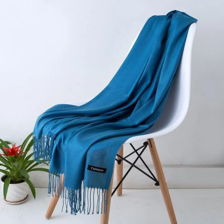 Long Warm Cashmere Hijab Scarf for Muslims
