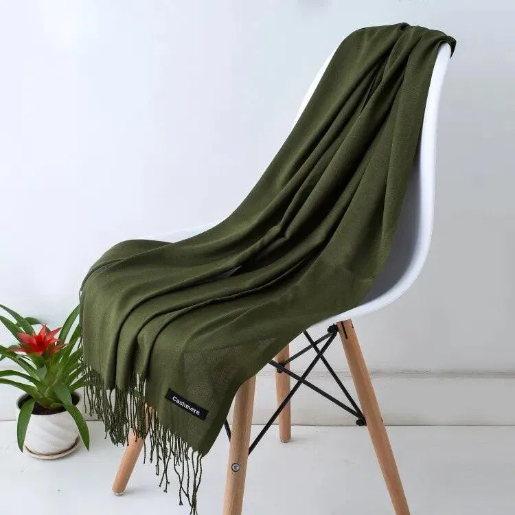 Long Warm Cashmere Hijab Scarf for Muslims