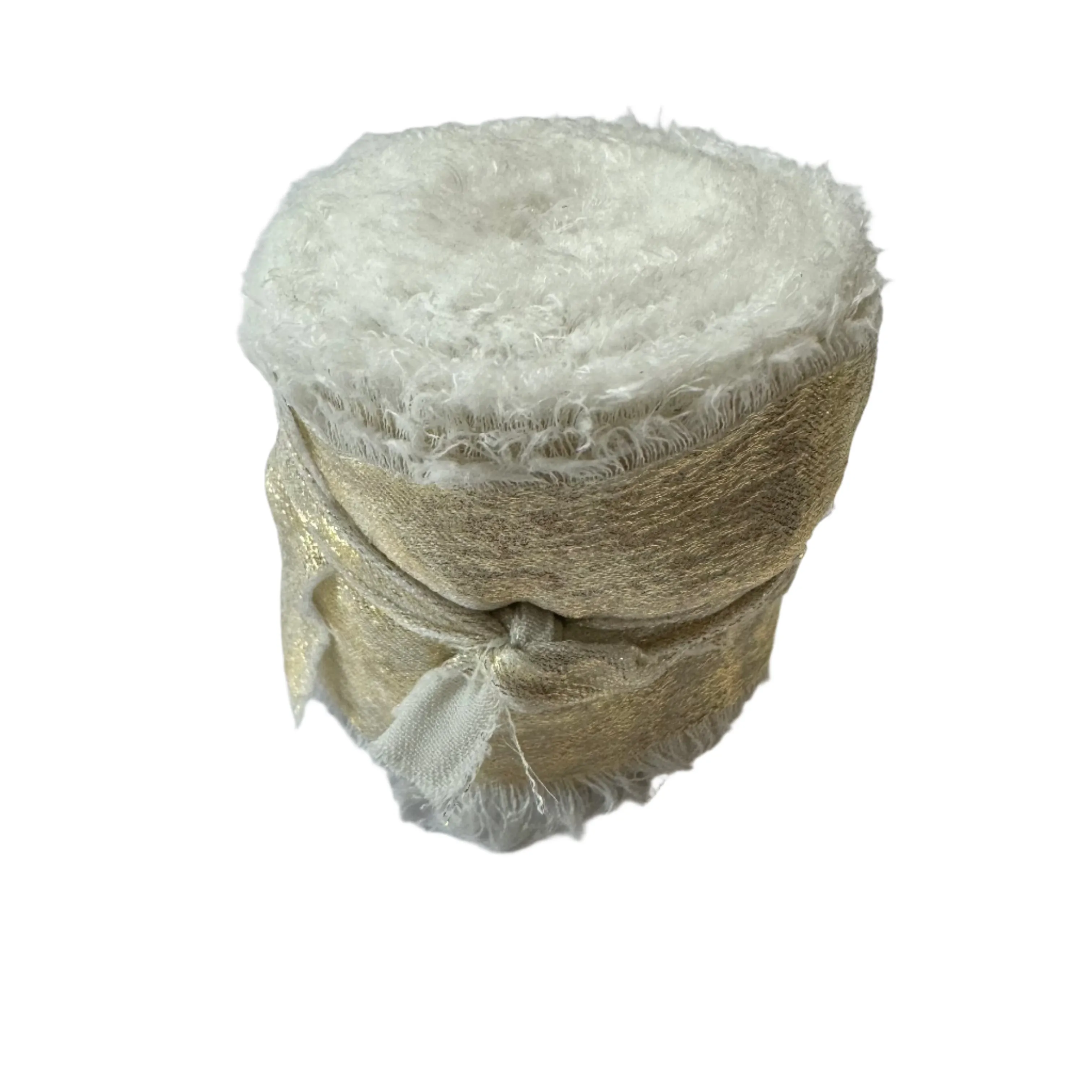 Luxurious Golden Frayed Edge Chiffon Ribbon (40mm x 4.5mtrs) - Light Golden