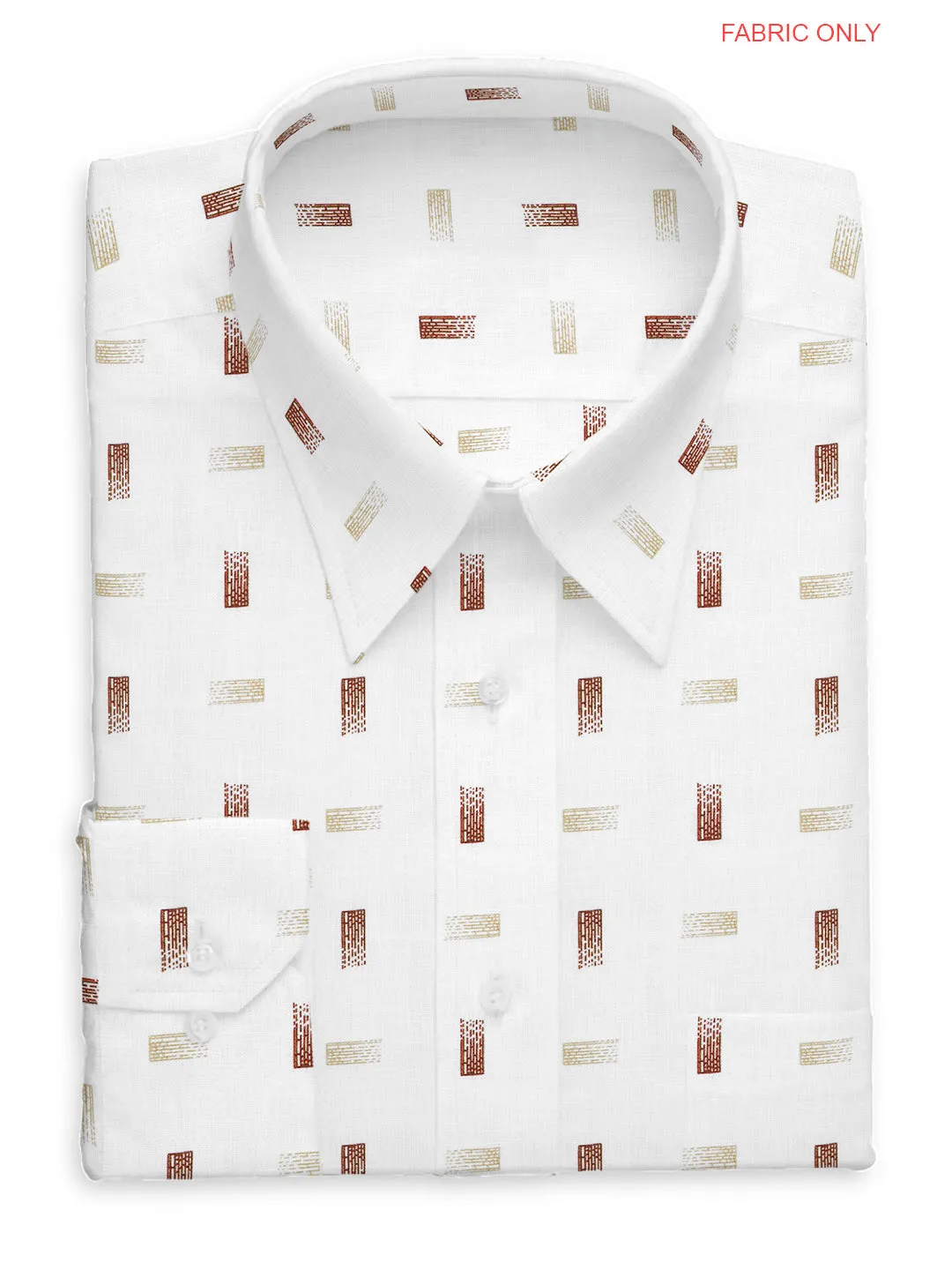 Men Pure Linen White Colour Printed Shirt Fabric  Irish 8080