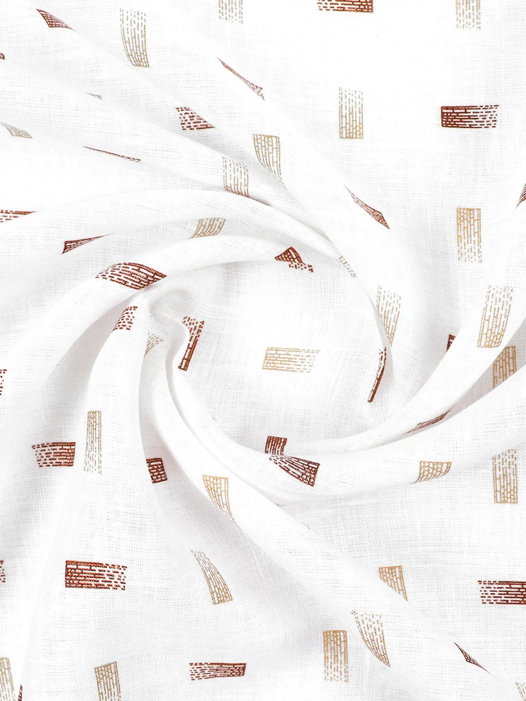 Men Pure Linen White Colour Printed Shirt Fabric  Irish 8080