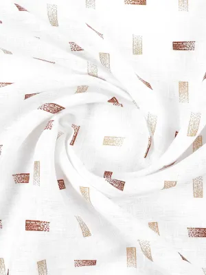 Men Pure Linen White Colour Printed Shirt Fabric  Irish 8080