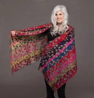 Merino Wool Shawl Multi Leaves
