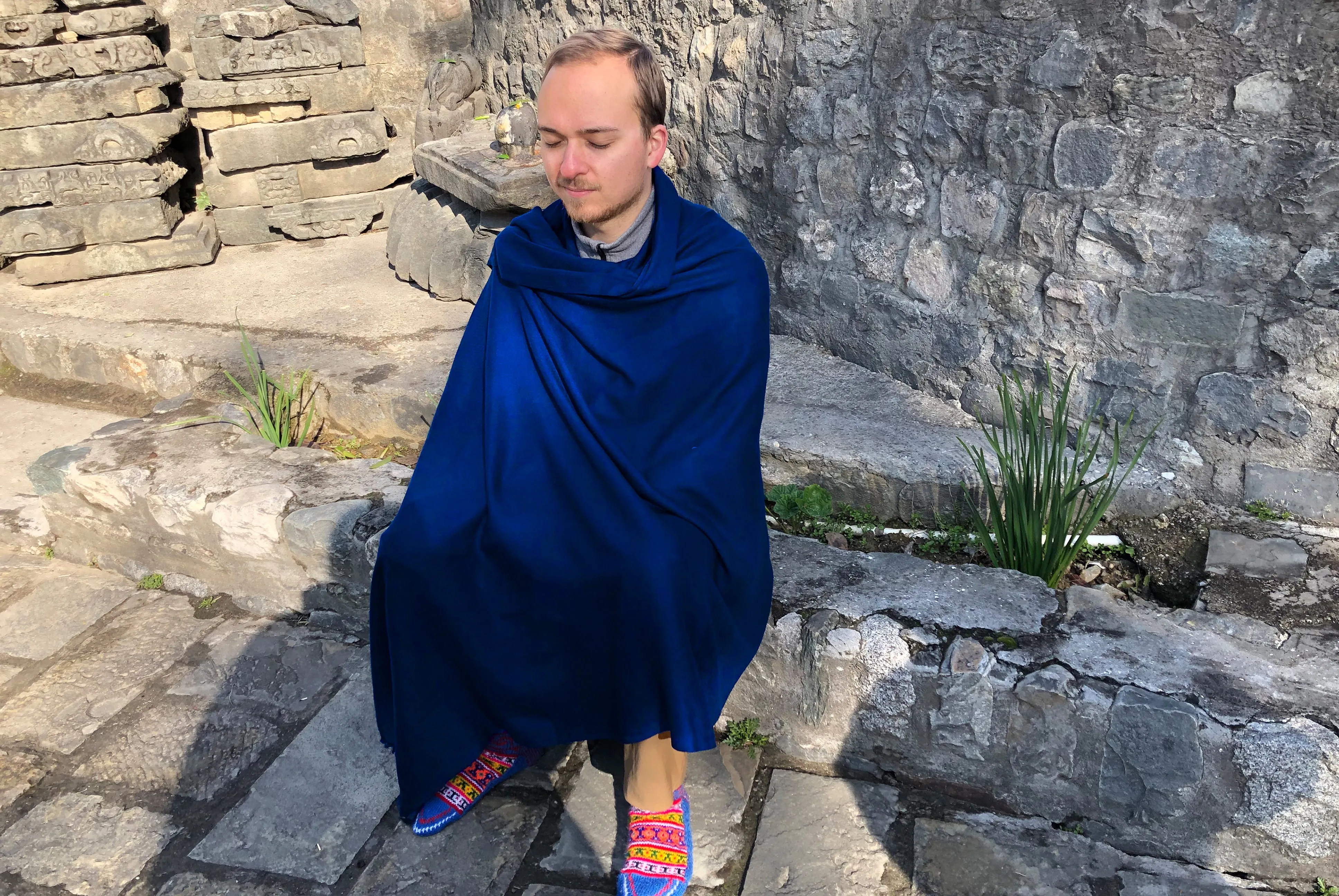 MILAN - Fine Large Meditation Shawl - Royal Blue