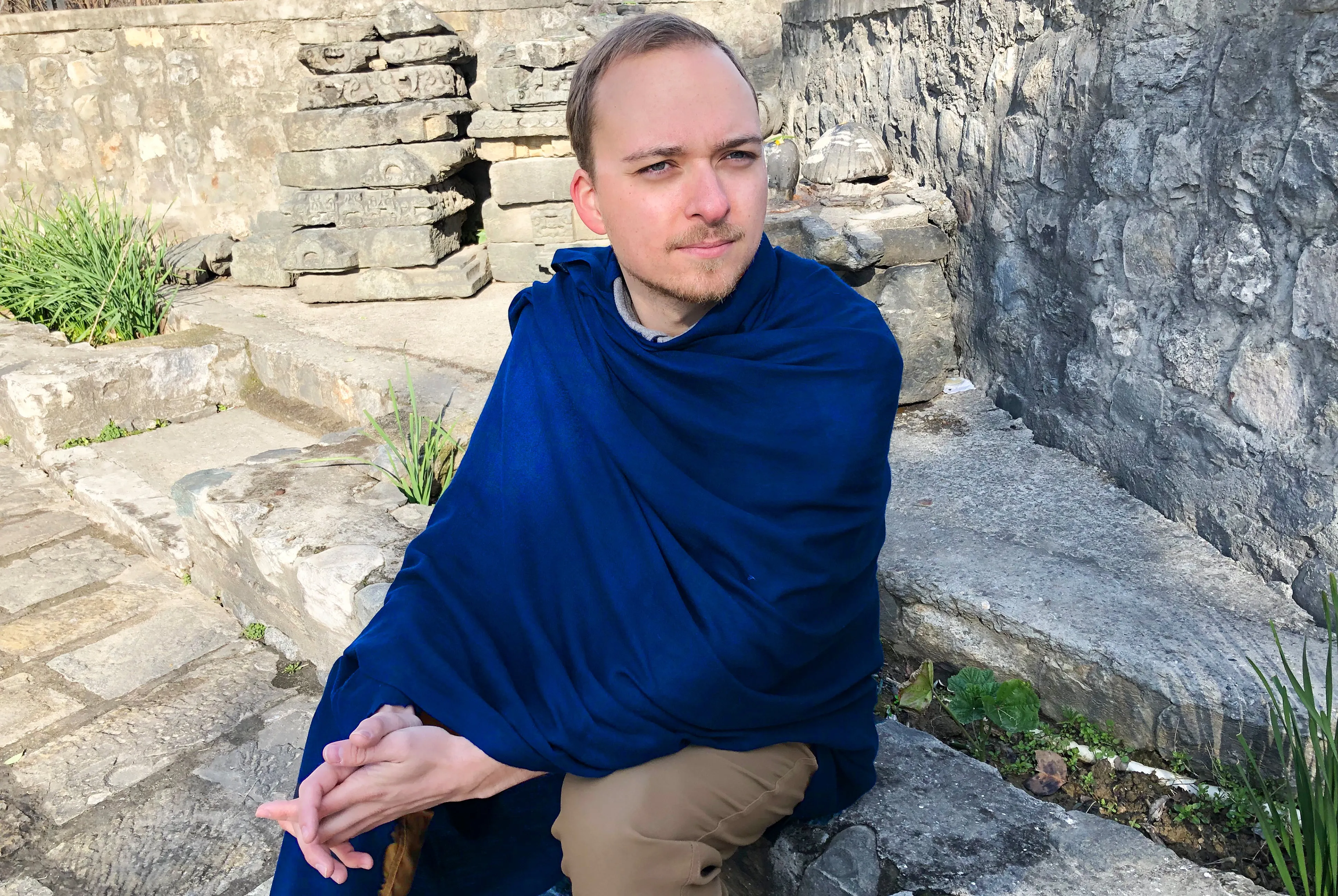 MILAN - Fine Large Meditation Shawl - Royal Blue