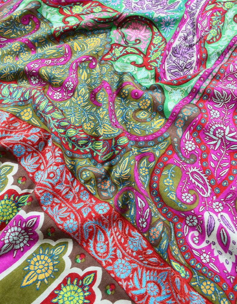Multi-Coloured Embroidery Pashmina Shawl 7724