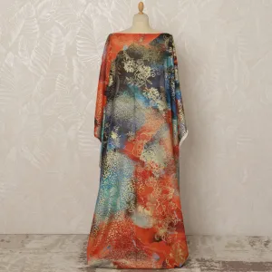 Multicolor Somali Pure Italian Cotton Voile Dirac Fabric with Golden Foil, 3.5 Meters, 140 cm Width-D20704
