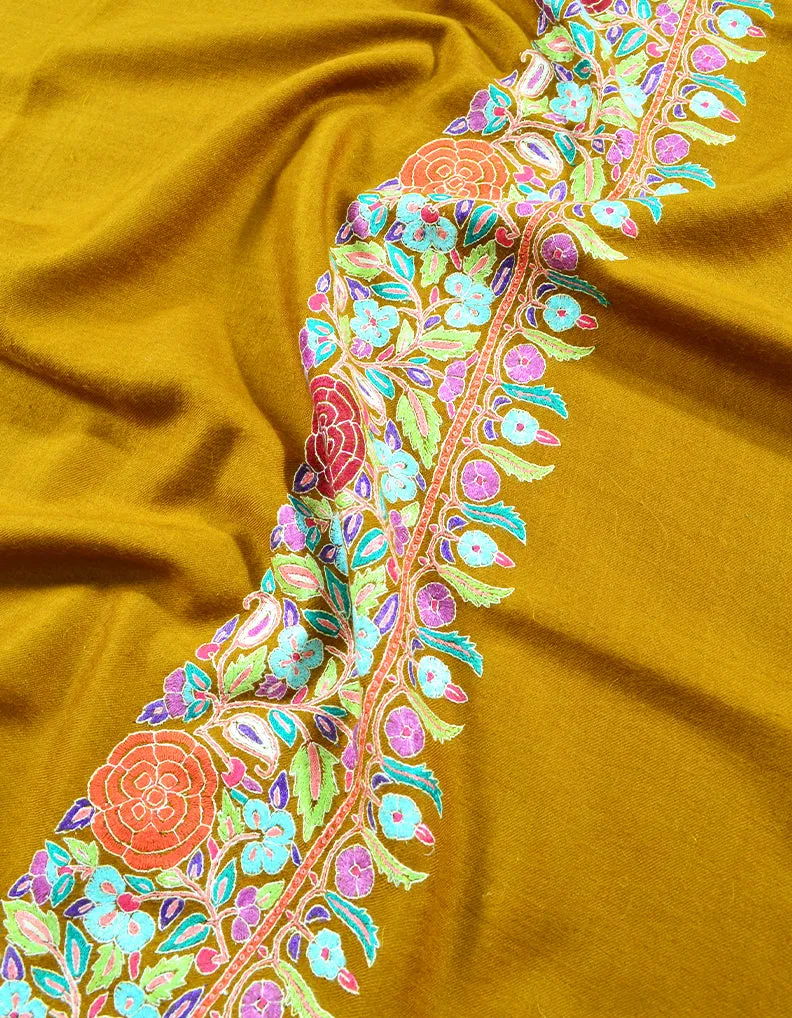 Mustard Embroidery Pashmina Shawl 7720